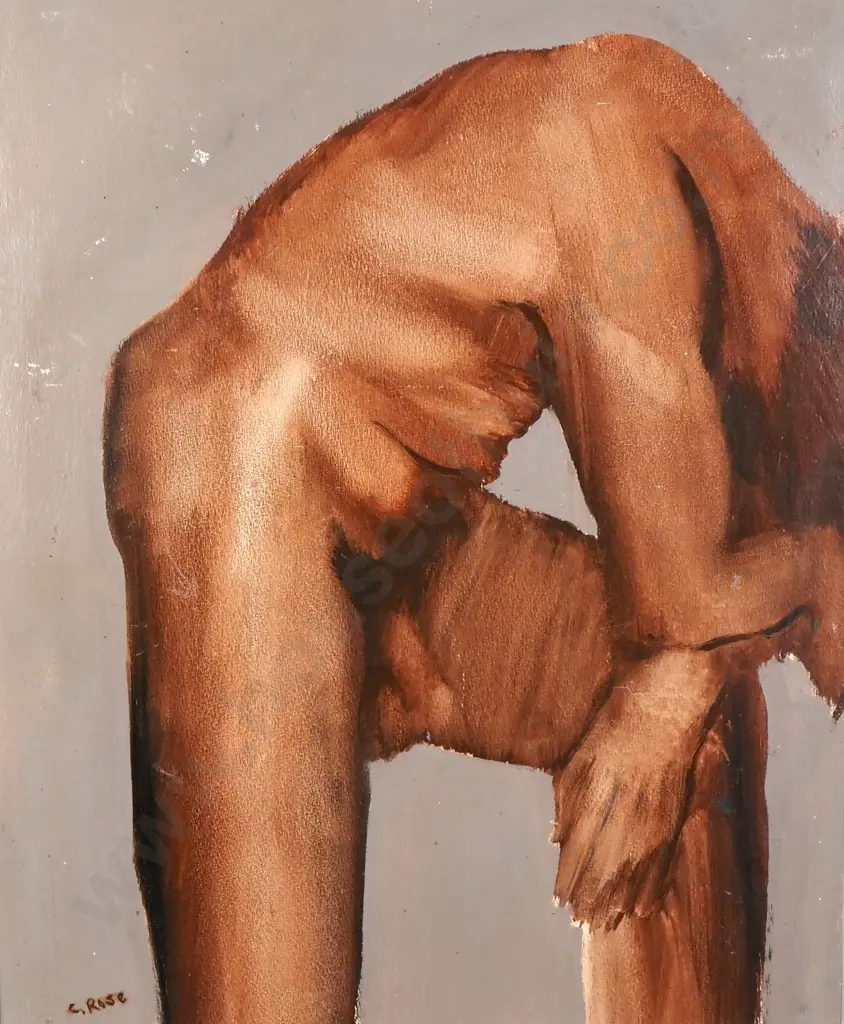 Charles Rose - (Male Nude), Mixed Media on Card Image 1++