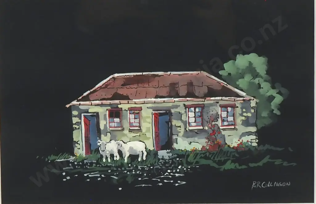 Brian Collinson - Shearing Shed, Water Colour & Gouache Image 1++