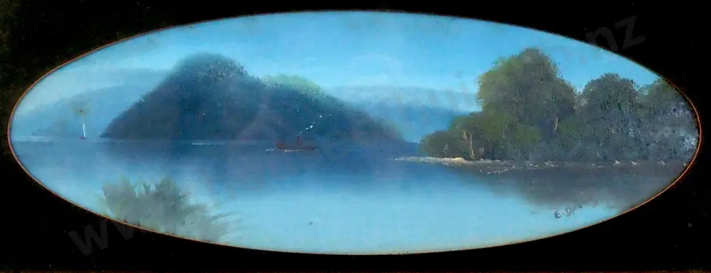 E Davies - Colonial Scene w Steamer, Watercolour Image 1++