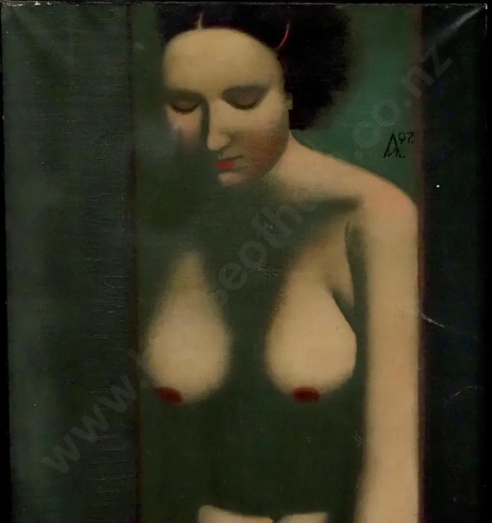LouBennikov Fente - Naked Lady, Acrylic on Canvas in Wooden Easel Frame Image 1++