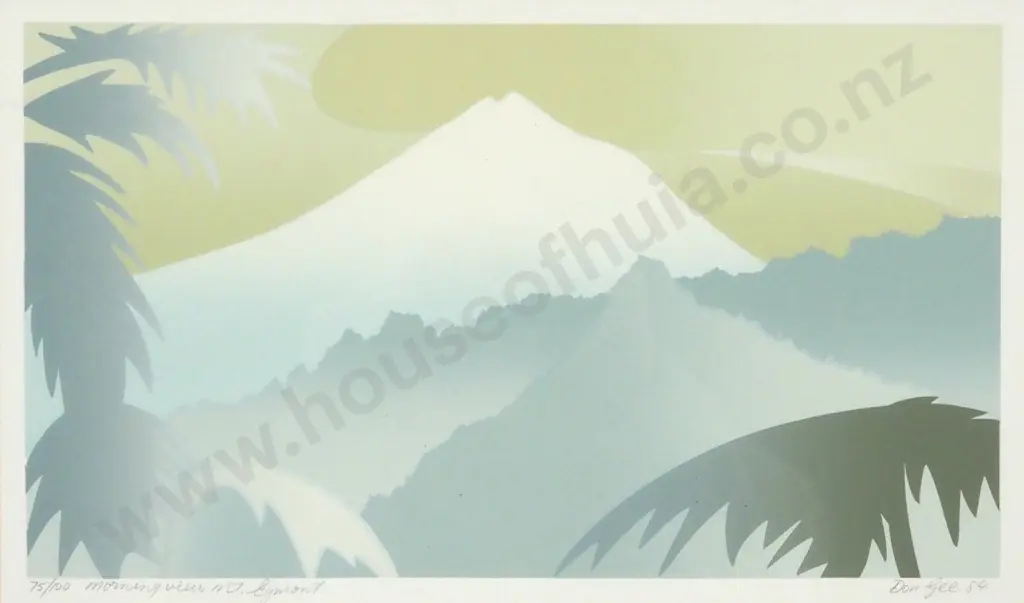 Don Gee - Morning View Mt Egmont, Print Image 1++