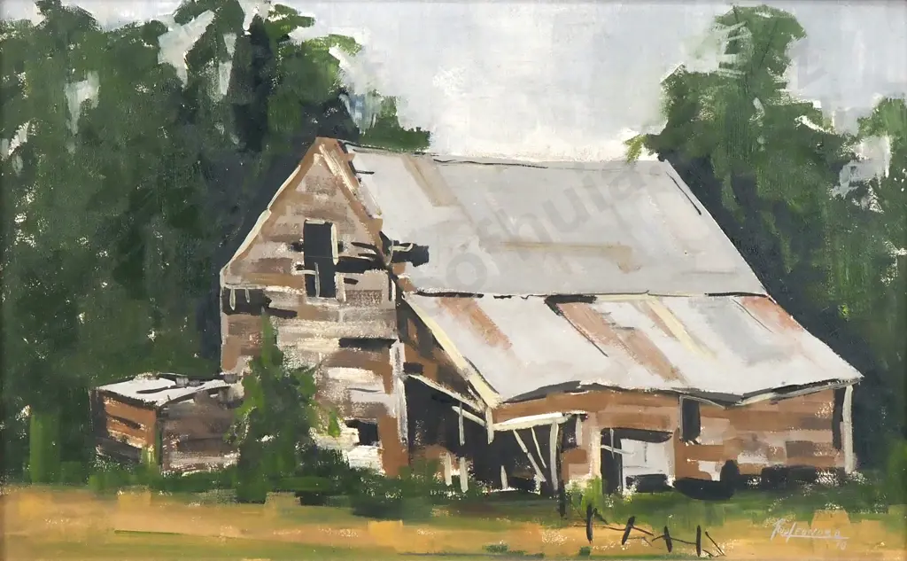 Rod Leonard - Deserted Barn Canterbury, Oil on Board Image 1++