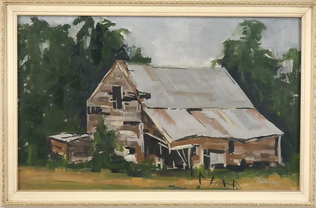 Rod Leonard - Deserted Barn Canterbury, Oil on Board Image 1++