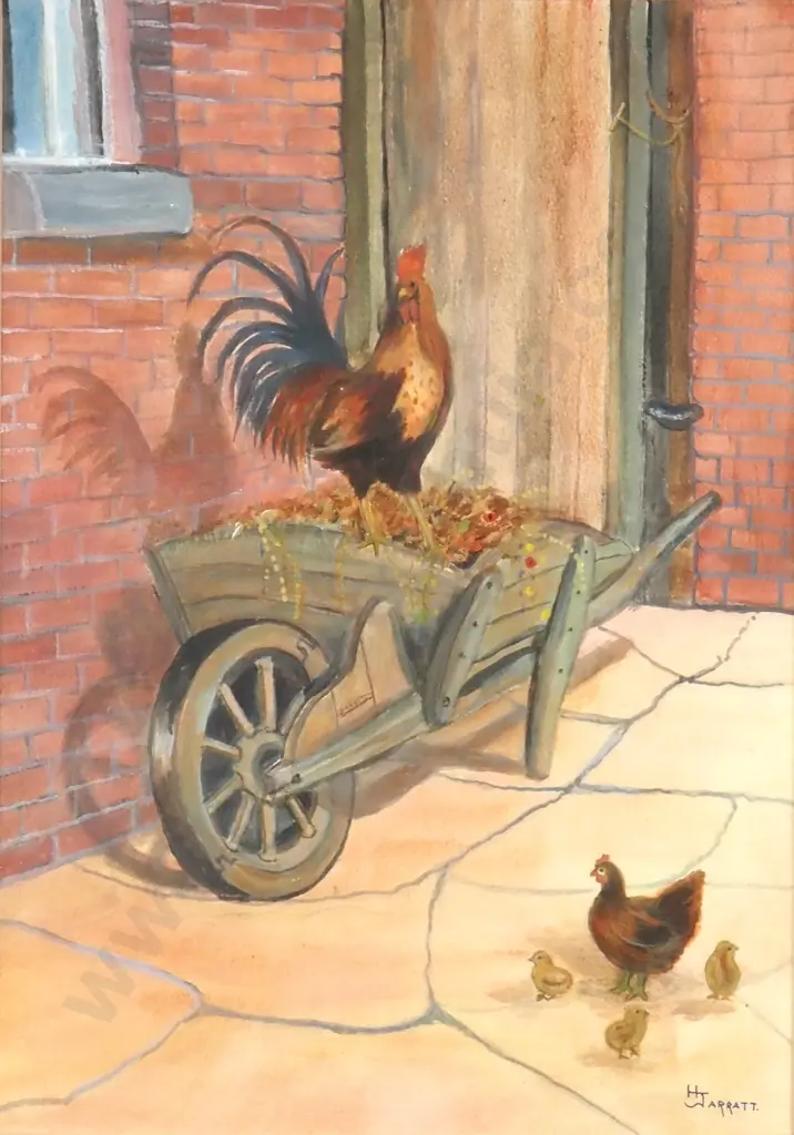 H Jarratt - The Rooster Stands High, Watercolour Image 1++