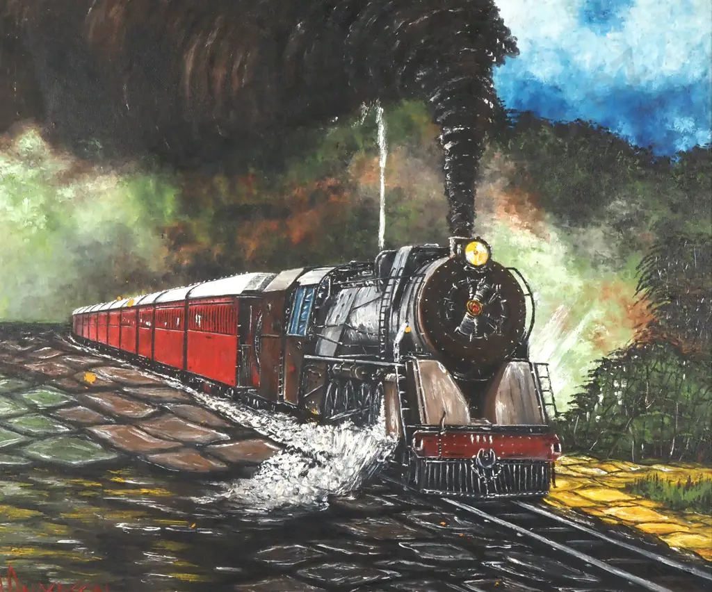 Stephen J Anderson - J Class Locomotive, Oil Image 1++