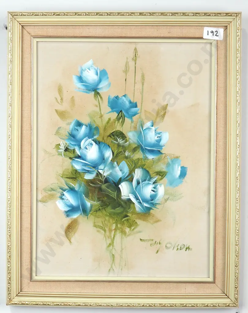 Toby Olsen - A Cluster of Royal Blue Flowers, Oil Image 1++