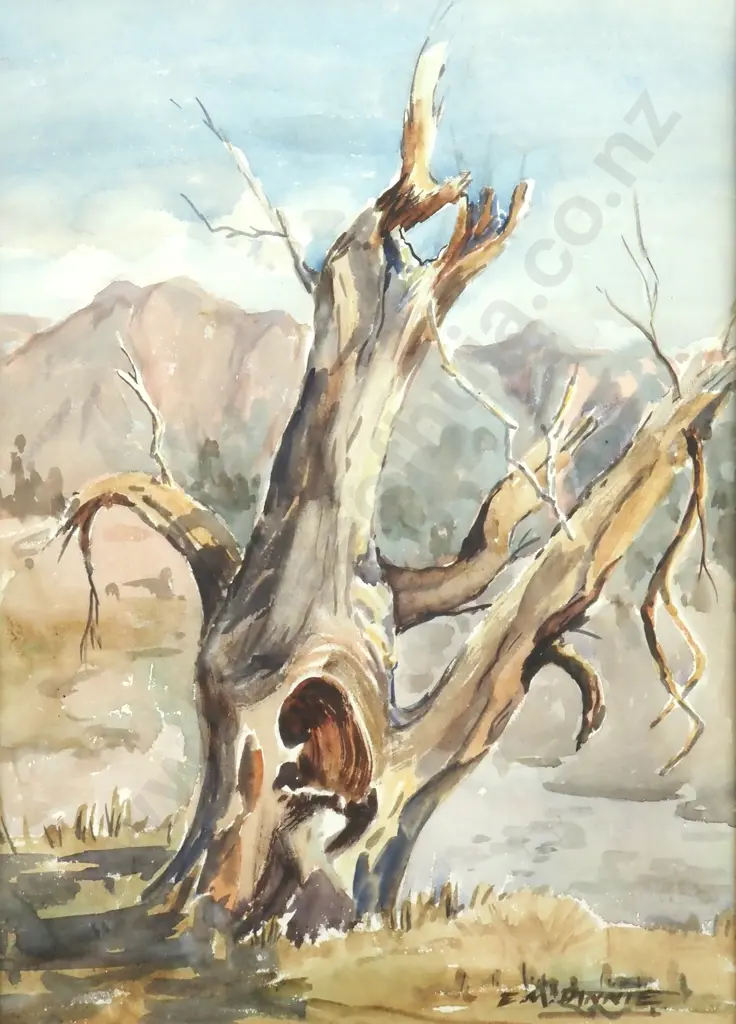 E.M. Dinnie - Dead Tree, Watercolour Image 1++
