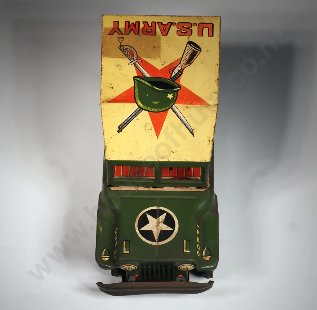 Tin Plate Wind-up U.S Army Truck: 00521- Made In Japan Image 1++