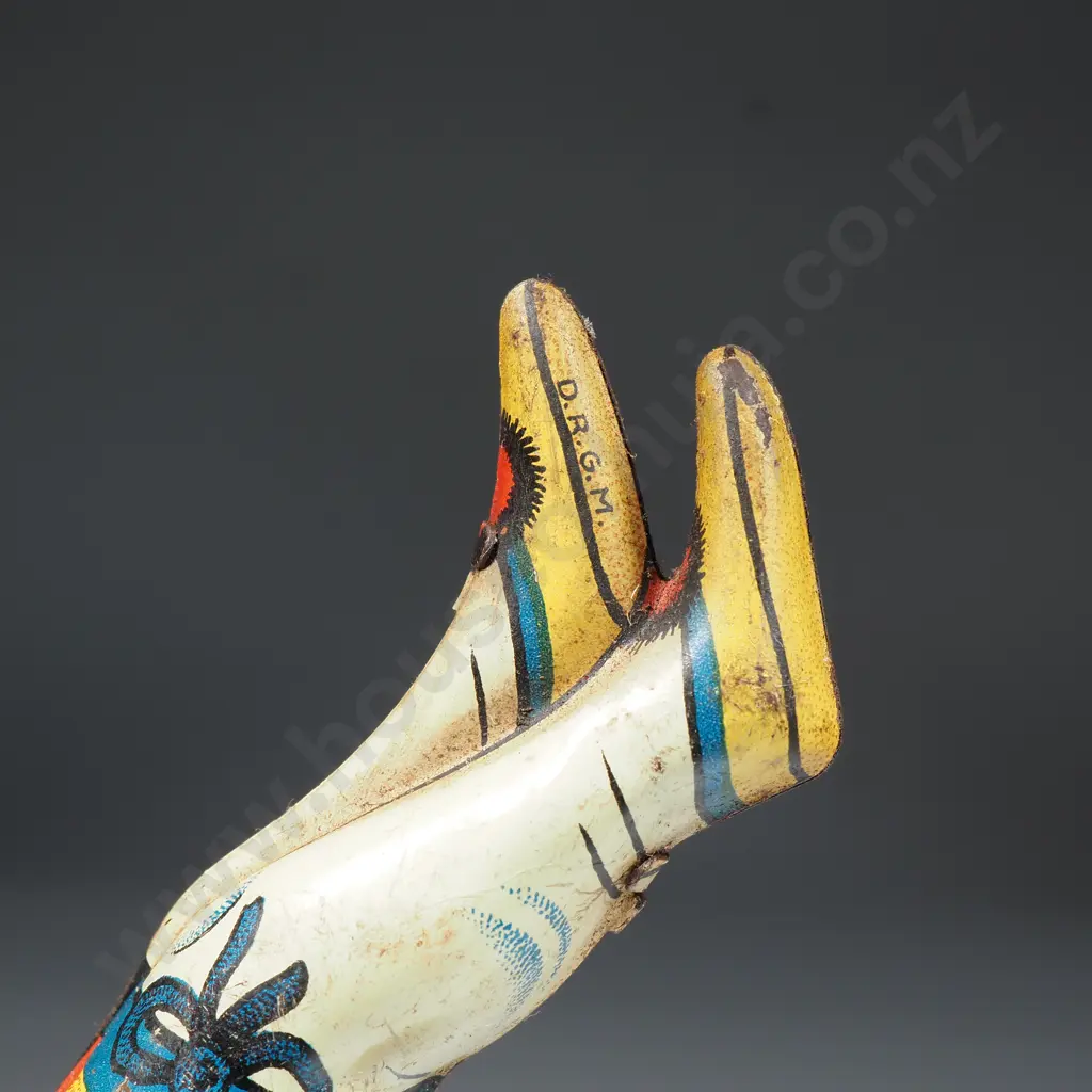 Vintage Tin Plate Wind-up Clown Walking on Hands: Made in U.S Zone Germany Image 1++