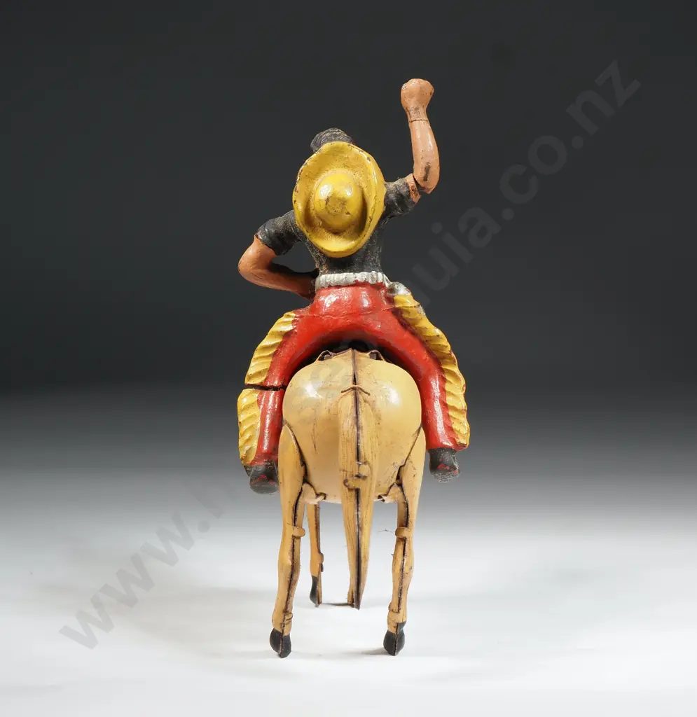 Vintage Tin Plate Wind-up Horse & Cowboy Rider: Made in U.S Zone Germany Image 1++