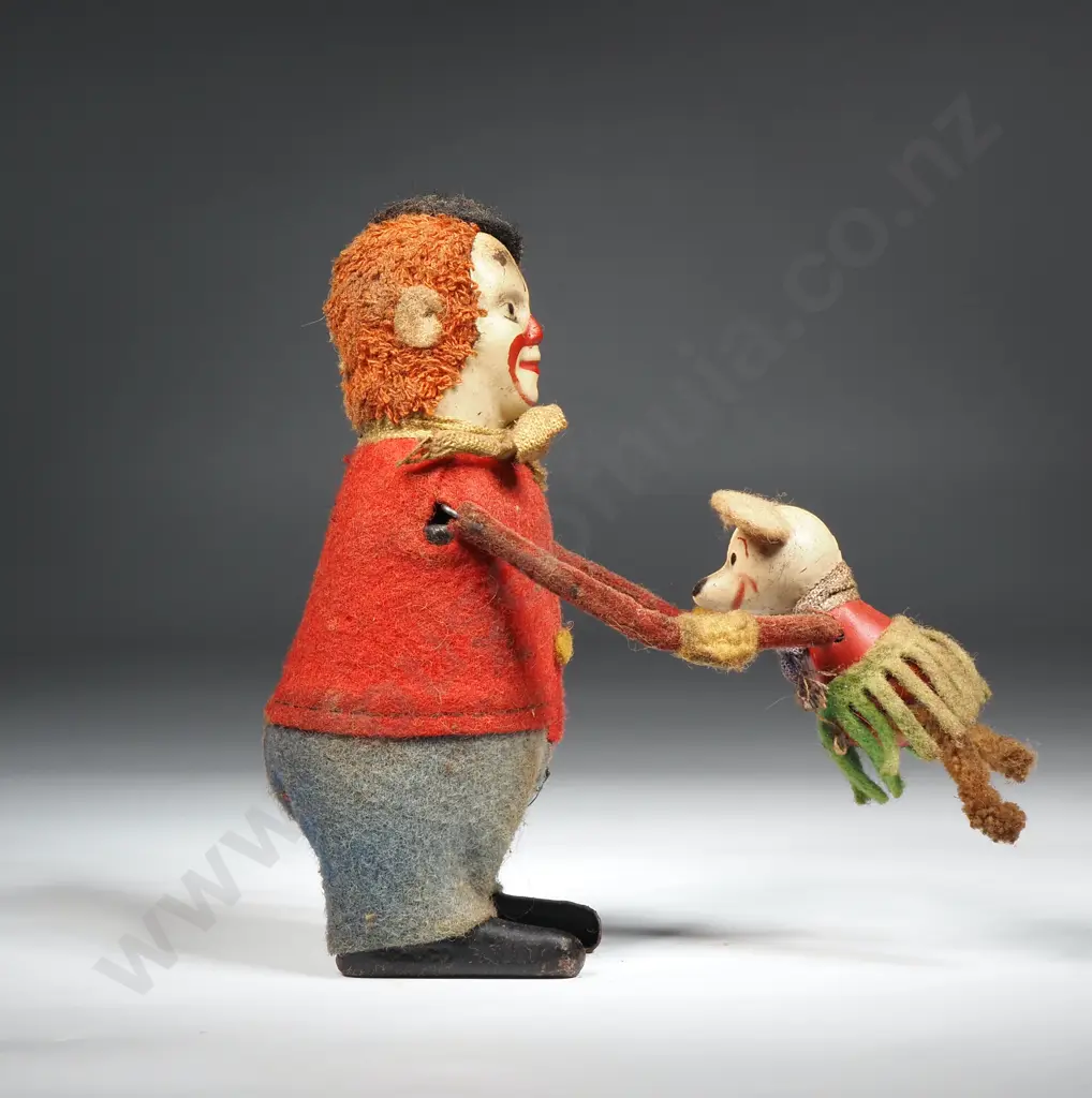 Vintage Wind-up Toy: Clown Spinning with Mouse Image 1++