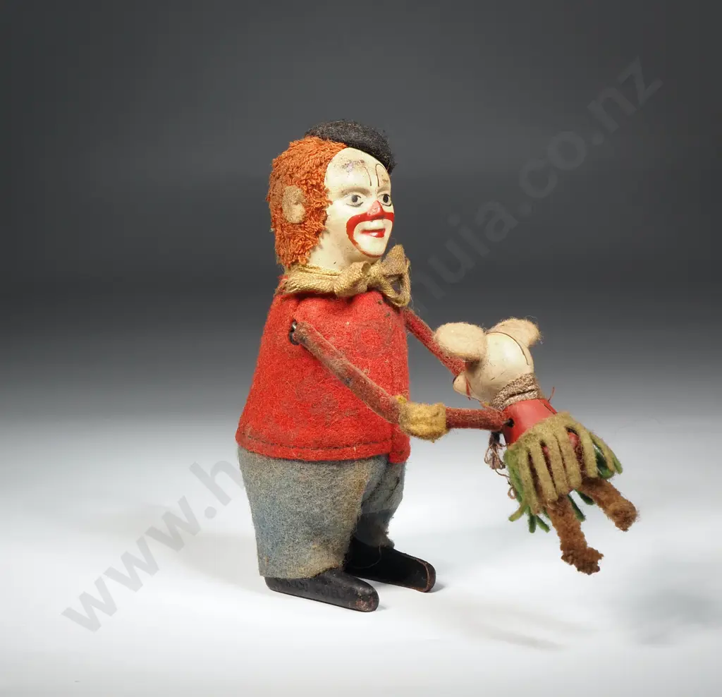 Vintage Wind-up Toy: Clown Spinning with Mouse Image 1++