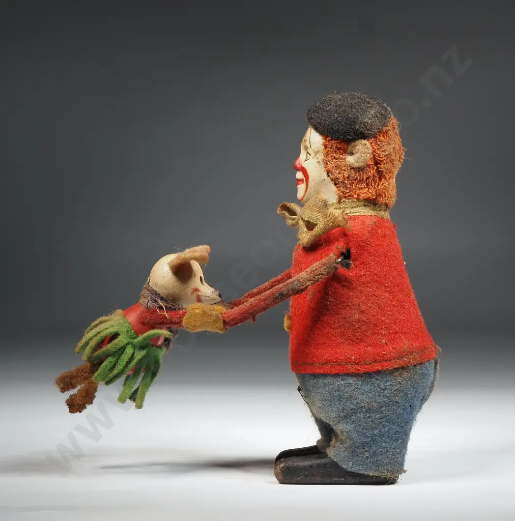 Vintage Wind-up Toy: Clown Spinning with Mouse Image 1++