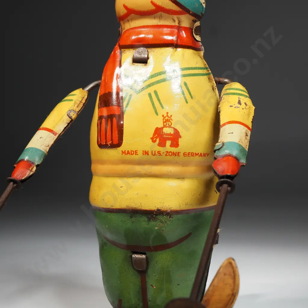 Vintage Tin Plate Wind-up Skier Image 1++