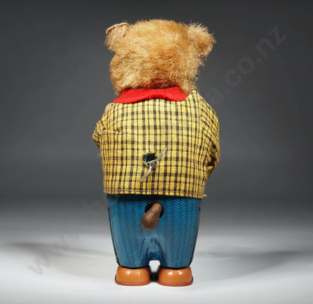 Wind-Up Tin Litho Toy Bruno Spectacle Bear Cleaning His Glasses - Working Image 1++