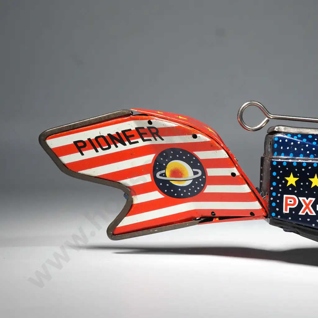 Vintage  Japanese Yoshiya (KO) "Space Whale Ship" Tin Wind Up Toy, Also Known As The Pioneer PX-3. 1950s Image 1++