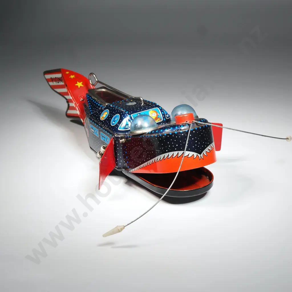 Vintage  Japanese Yoshiya (KO) "Space Whale Ship" Tin Wind Up Toy, Also Known As The Pioneer PX-3. 1950s Image 1++