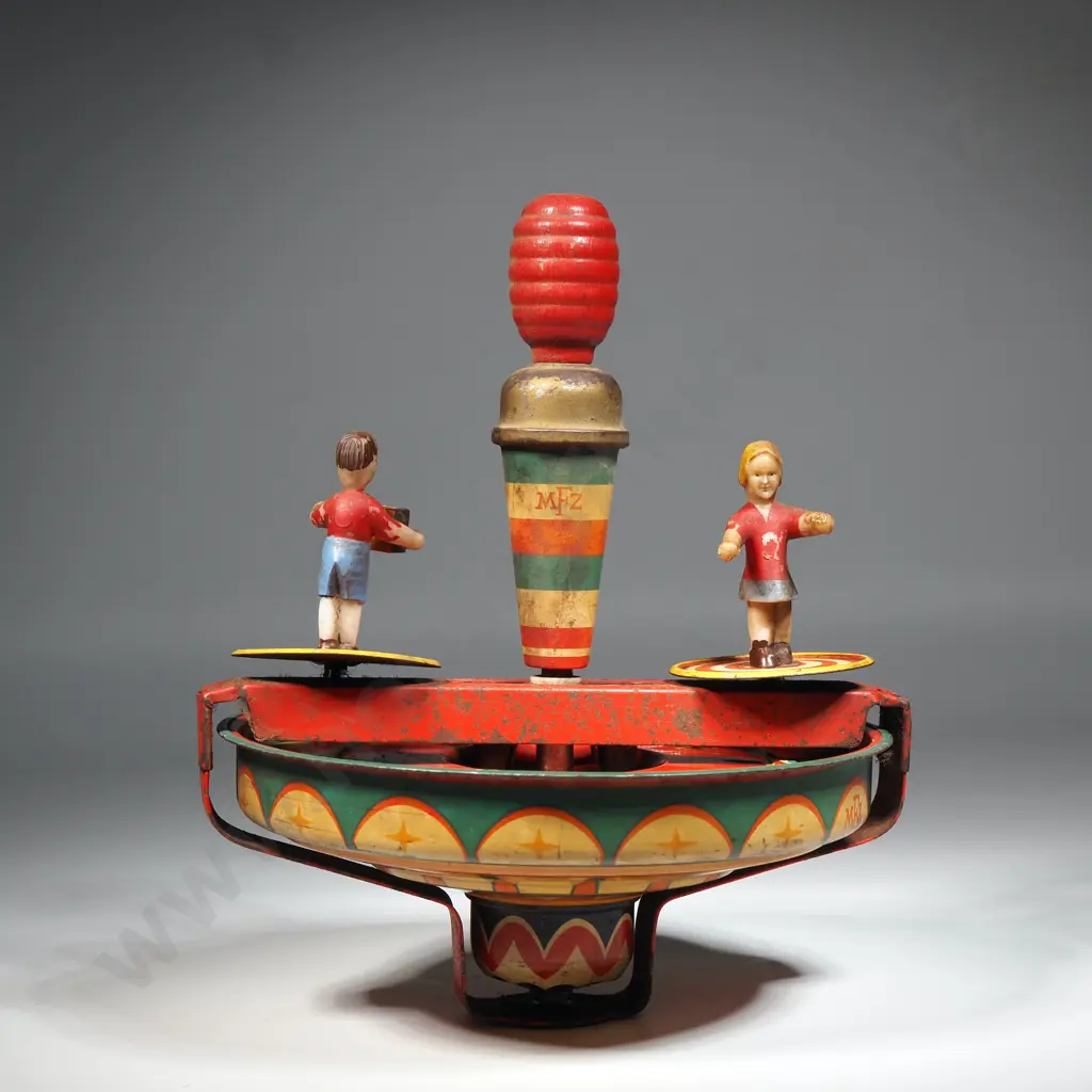 Vintage Tin Plate Spin Top Toy: Made in US Zone Germany Image 1++