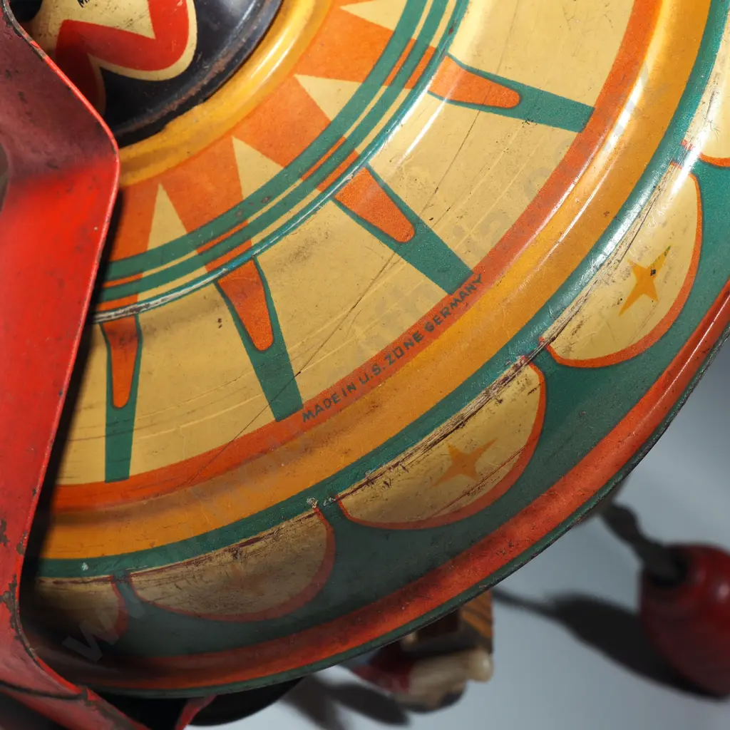 Vintage Tin Plate Spin Top Toy: Made in US Zone Germany Image 1++