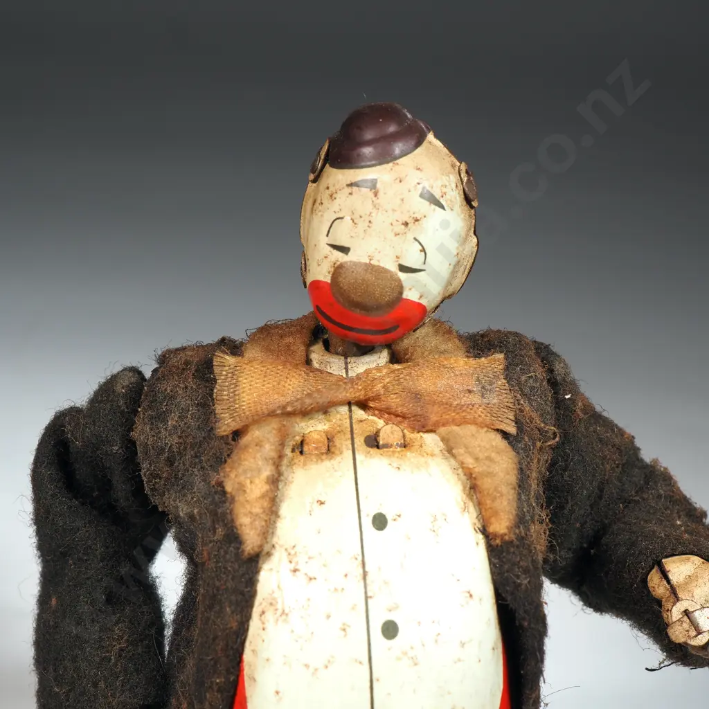 Vintage Tin Plate Clown Playing Xylophone Image 1++