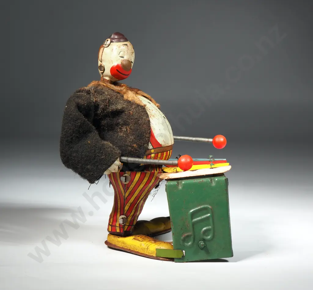 Vintage Tin Plate Clown Playing Xylophone Image 1++