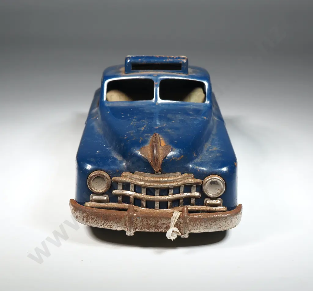 Vintage Blue Tin Plate Toy Car Image 1++