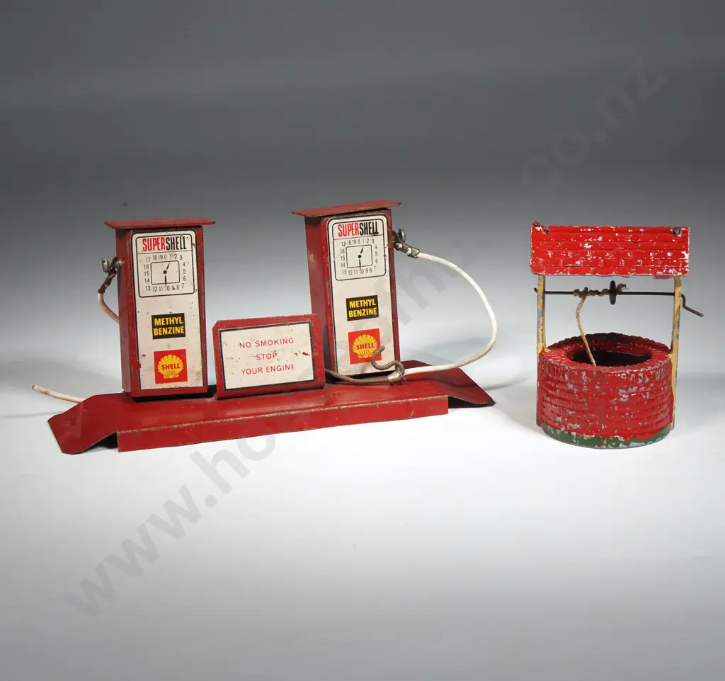 Tin Plate Well & Shell Petrol Pump Image 1++