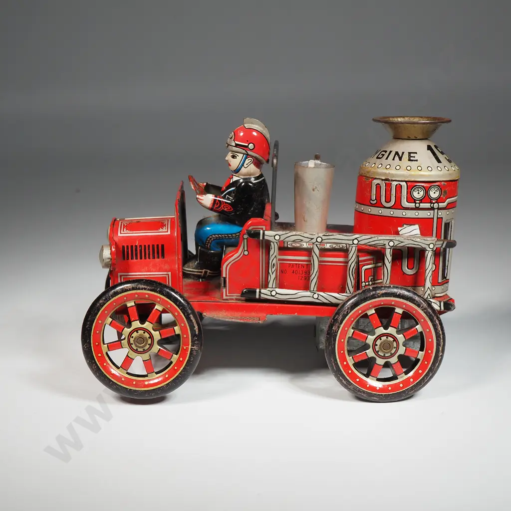 1912 Fire Engine Friction Tin Lithograph Toy Image 1++