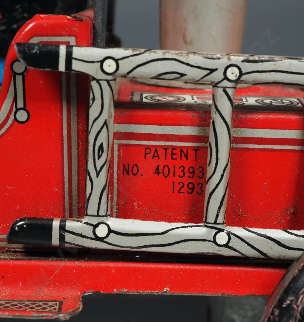 1912 Fire Engine Friction Tin Lithograph Toy Image 1++