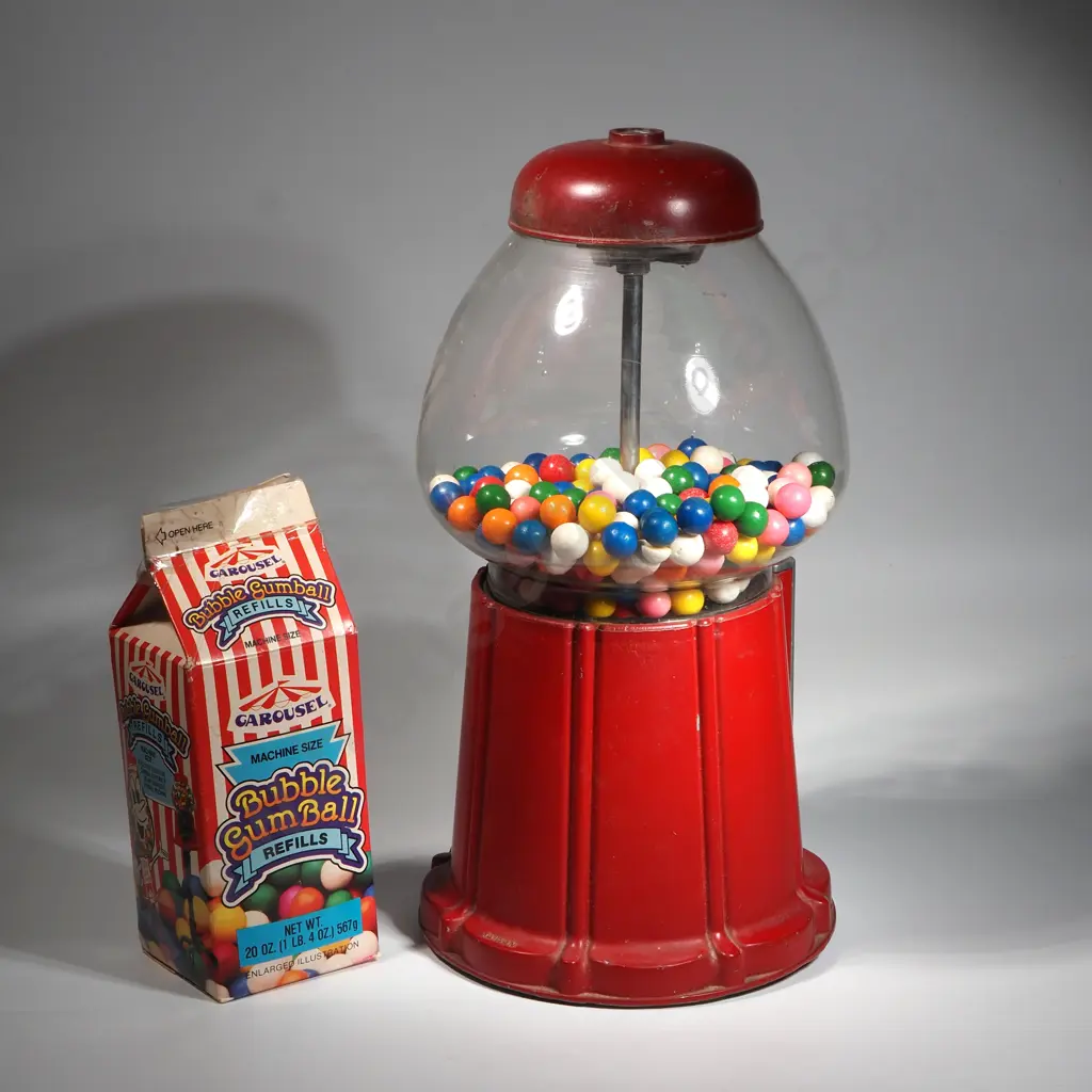 Carousel Gumball Machine Bank w Gumballs + Extra Gumball Refills Image 1++