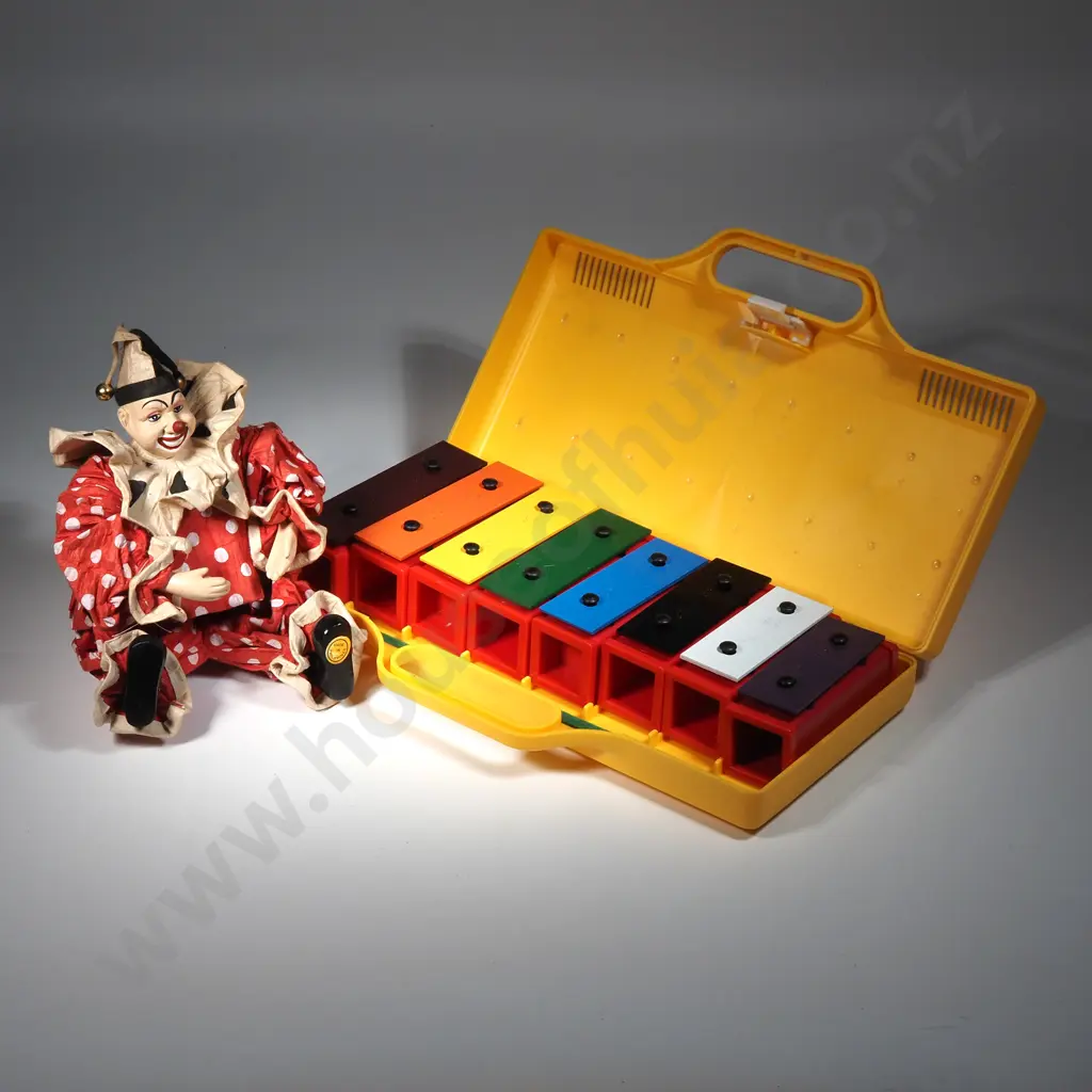 Resonator Bells (Xylophone) in Plastic Carrying case & Ann Ornamental Clown  Image 1++