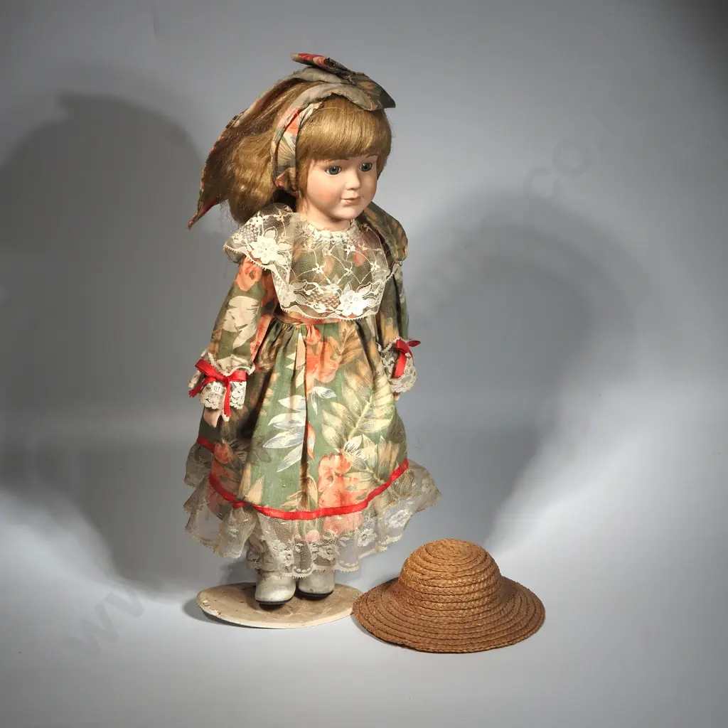 Reproduction Porcelain Face Doll  On Stand Image 1++