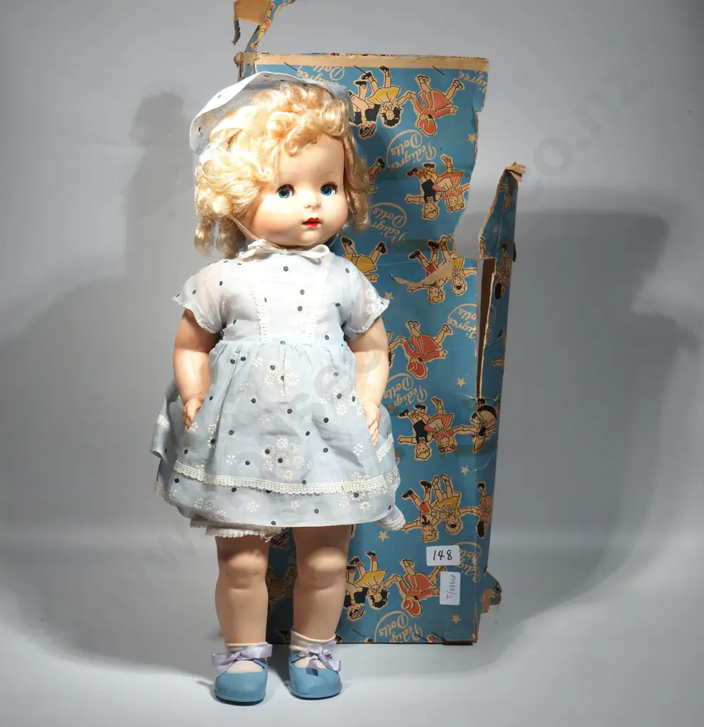 Vintage Pedigree Hard Plastic Doll 20 S/1 In Original Box (Worn). Made In NZ  by Linus Bros. Image 1++