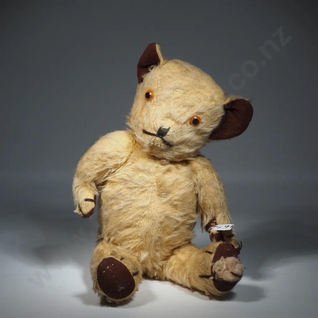 Vintage Jointed Teddy Bear w Glass Eyes Image 1++
