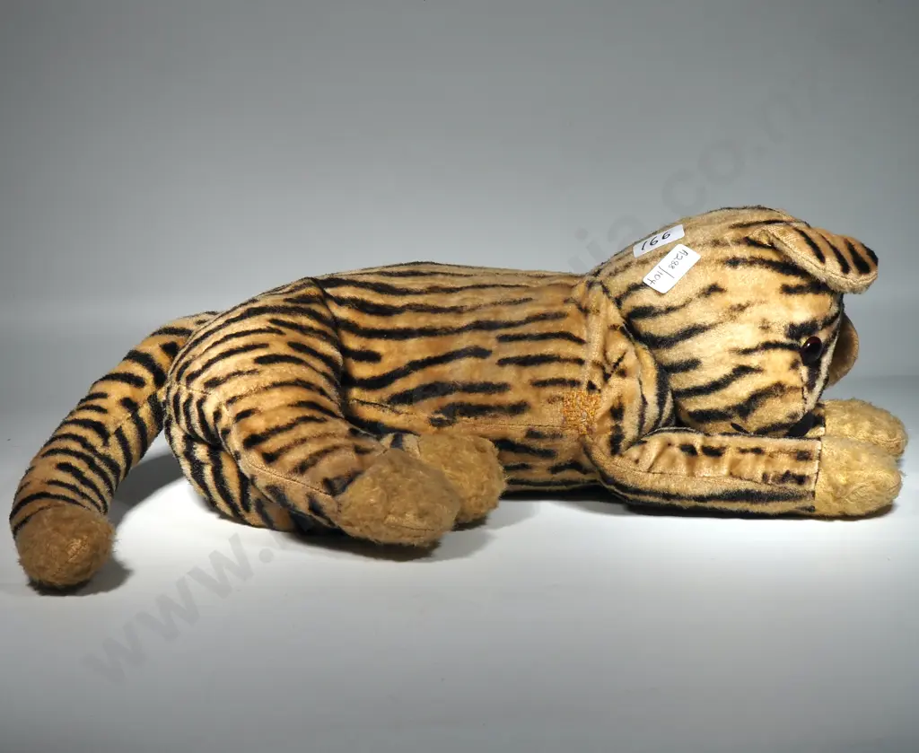 Sleepy Tiger Plush Toy Pyjama Bag. Vintage 1960s w Amber Glass Eyes Image 1++