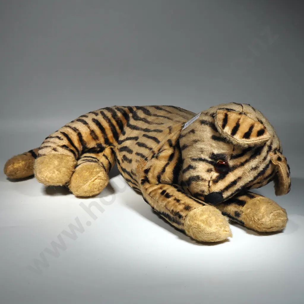 Sleepy Tiger Plush Toy Pyjama Bag. Vintage 1960s w Amber Glass Eyes Image 1++