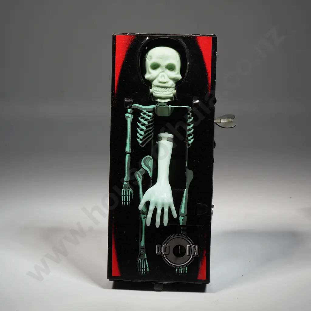 Vintage 1960s Original Coffin Bank, Tin Plate Automaton Image 1++