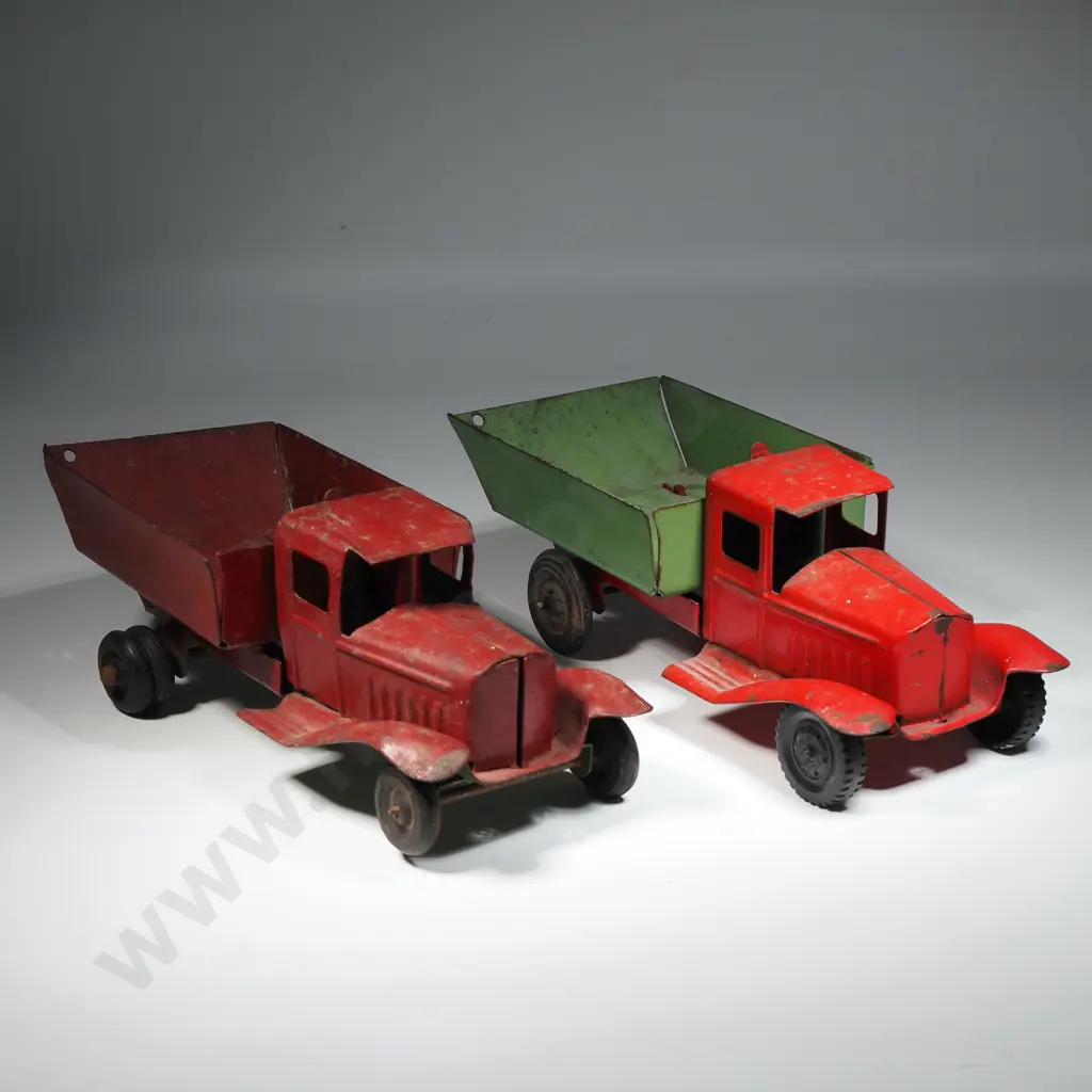 Two Pressed Steel Toy Dump Trucks Image 1++