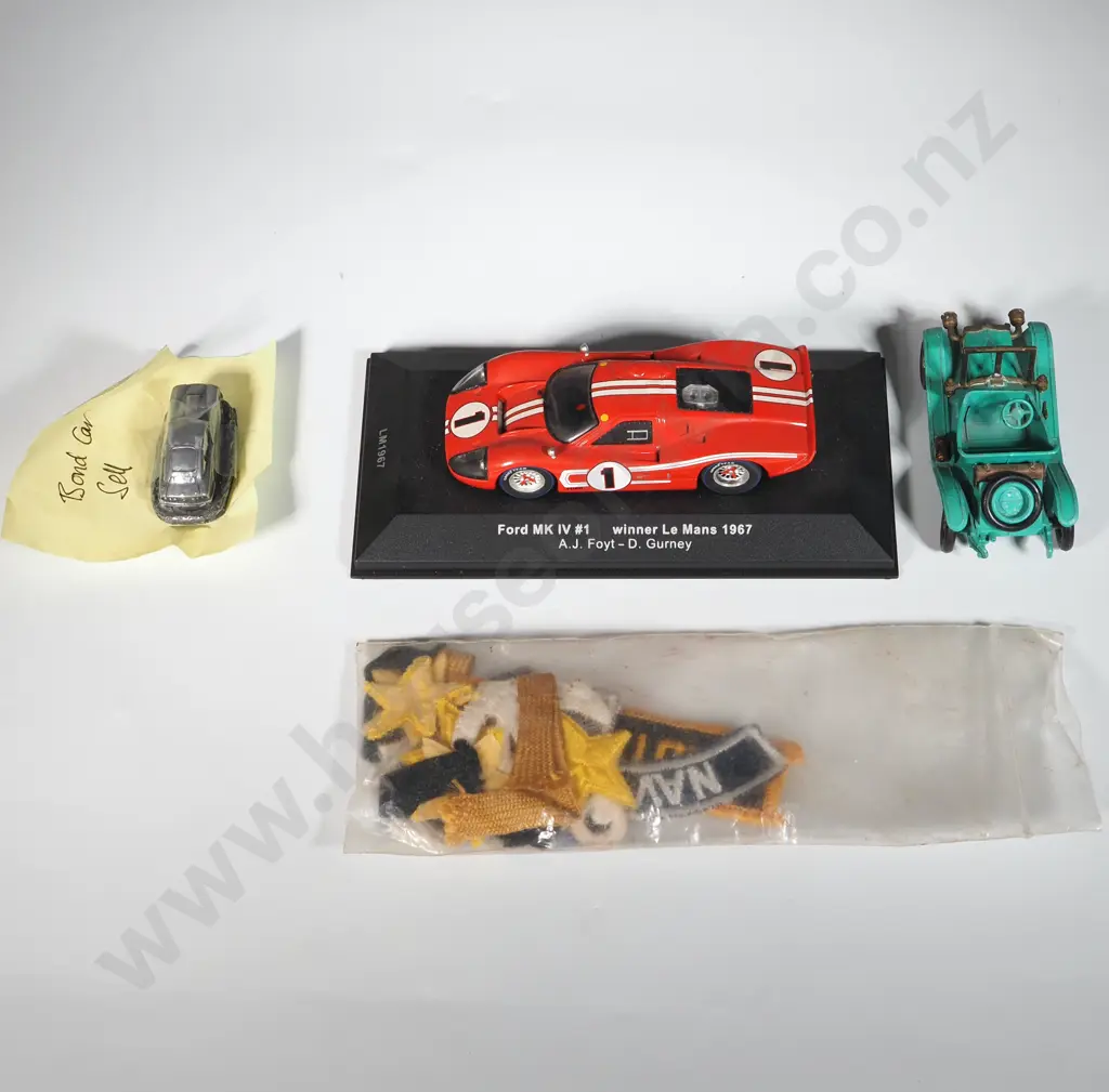 Three Model Cars & a Pack of Military Patches Image 1++