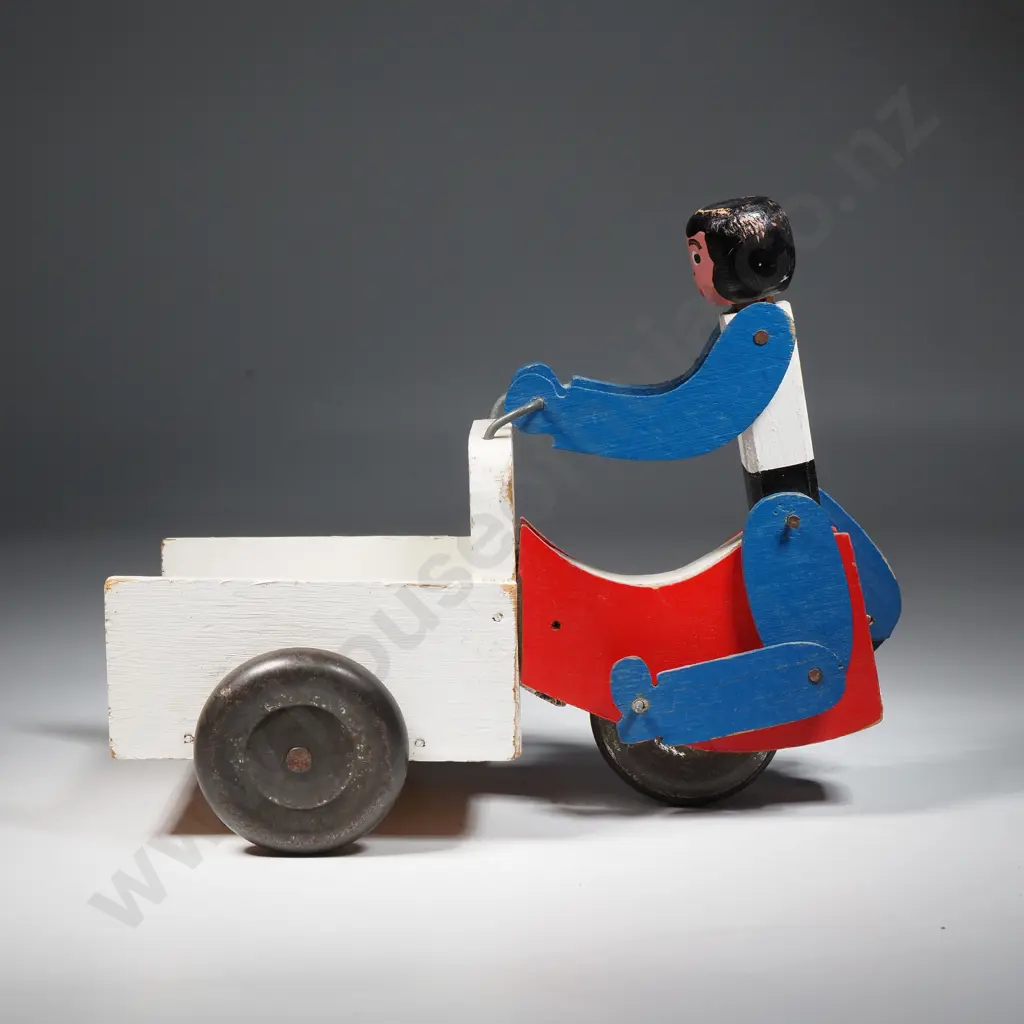 Vintage Wooden Toy w Articulated Character Image 1++