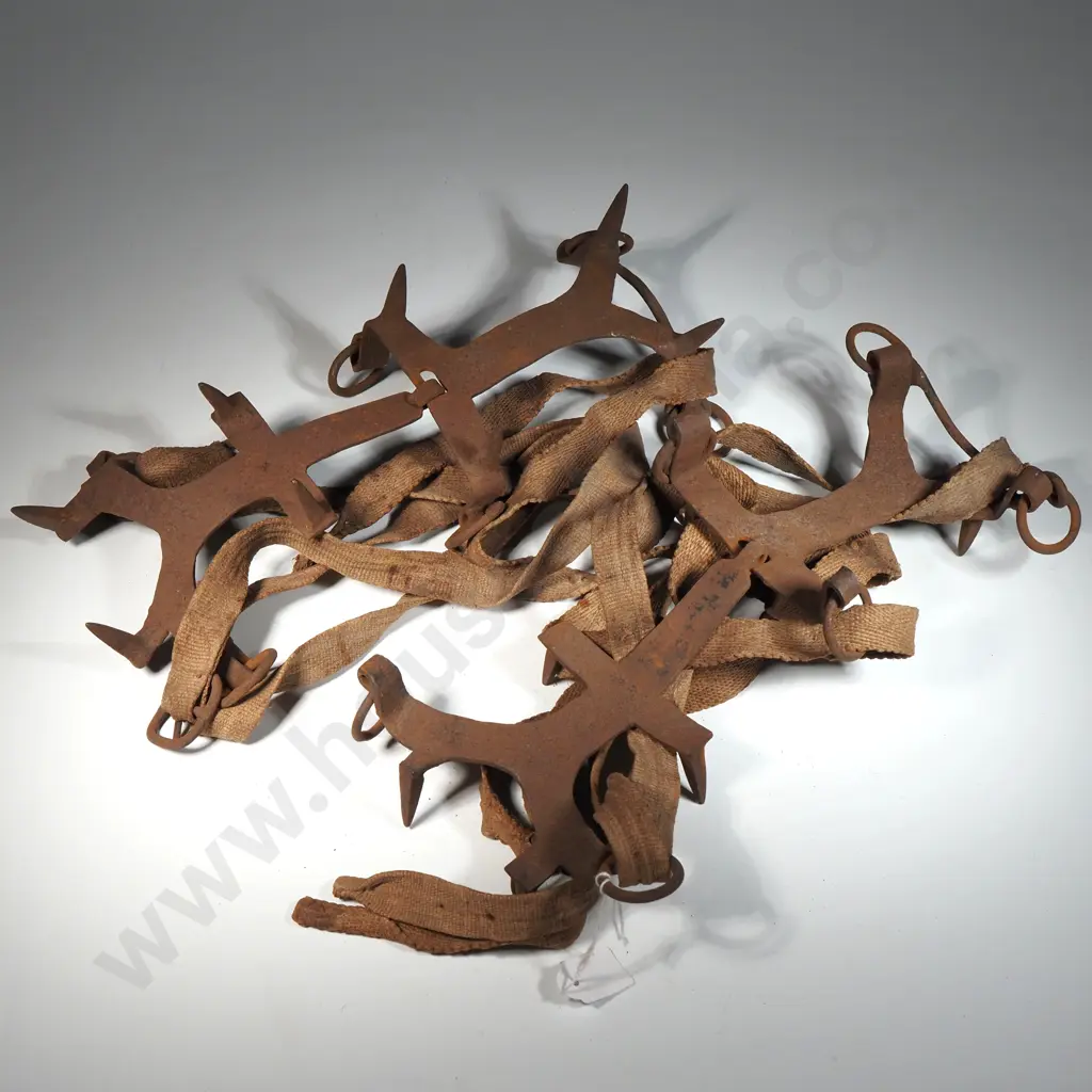 Pair Of Antique Mountaineering Crampons Owned By Desmond Twyneham Image 1++