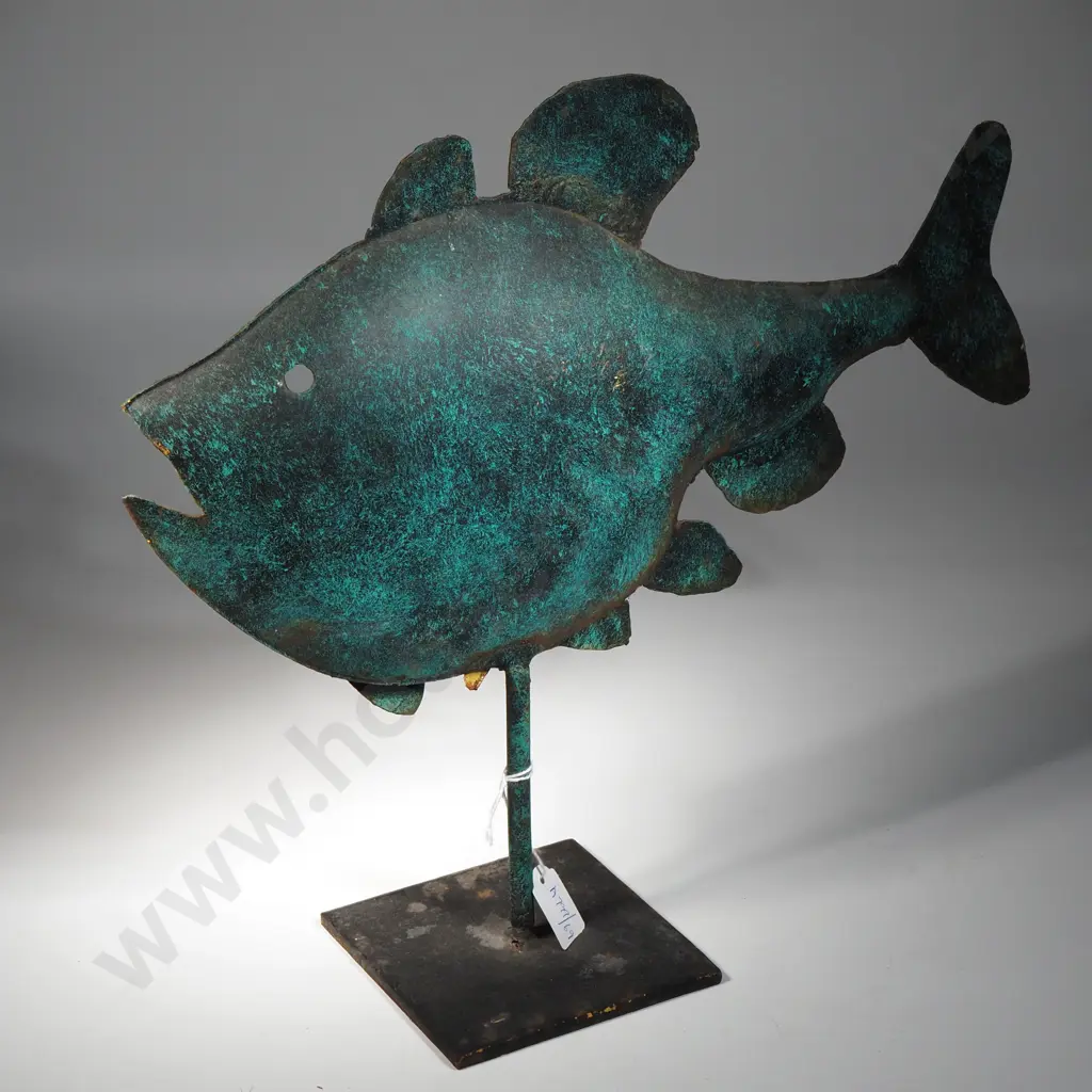 Vintage Brutalist Metal Fish On a Base  Image 1++