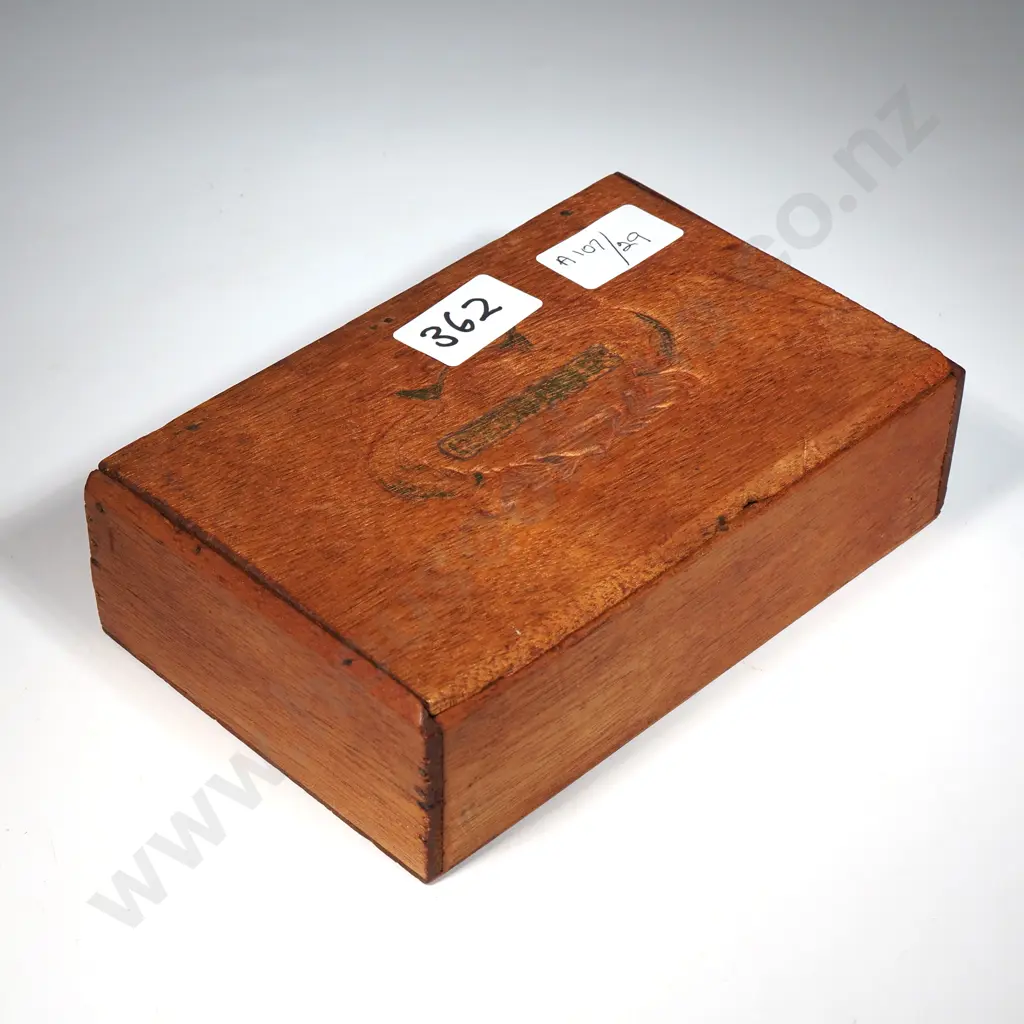 Vintage Cigar Box Containing Art Deco Beads, Souvenir Spoons & Costume Jewellery Image 1++