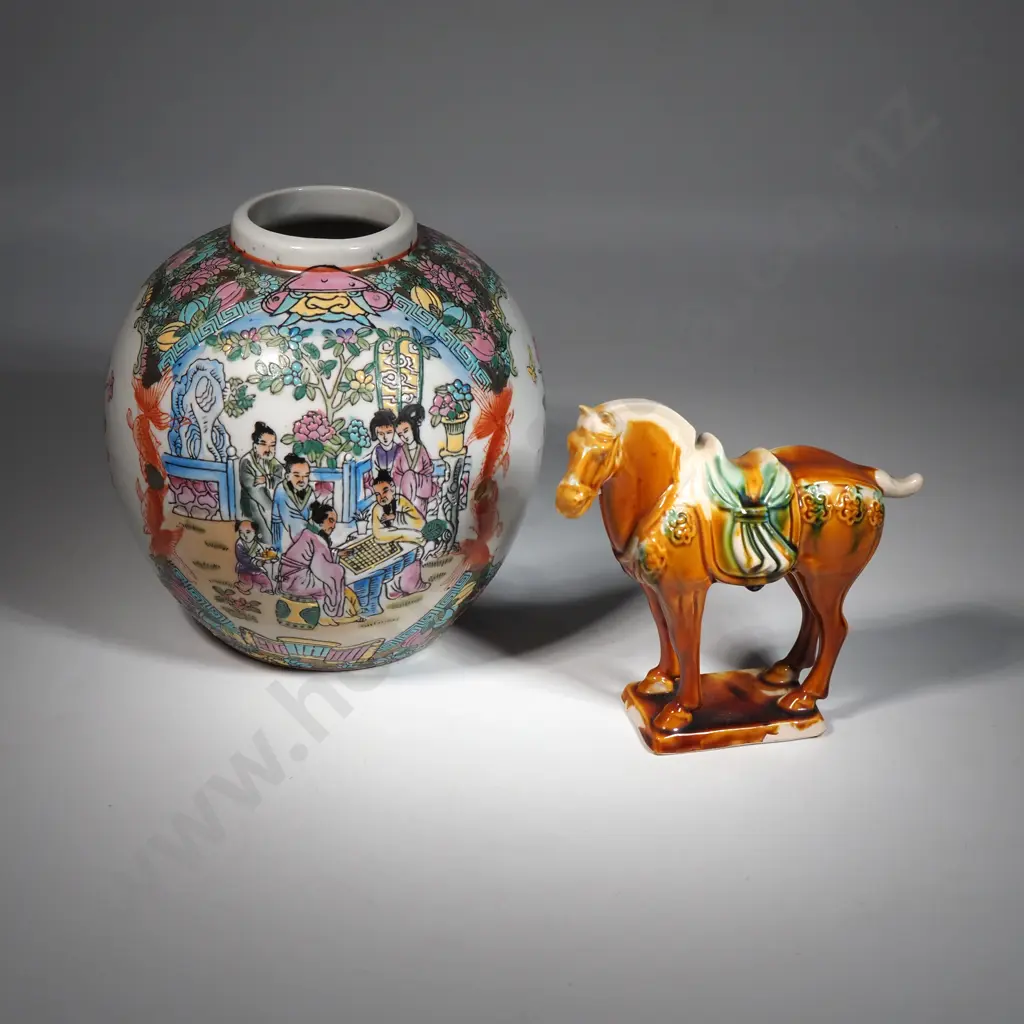 Tang Horse Replica & Asian Ginger Jar. Image 1++