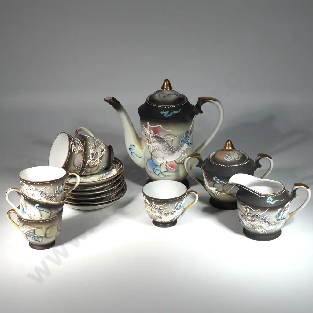 Vintage Japanese Moriage Dragonware Tea Set. Image 1++