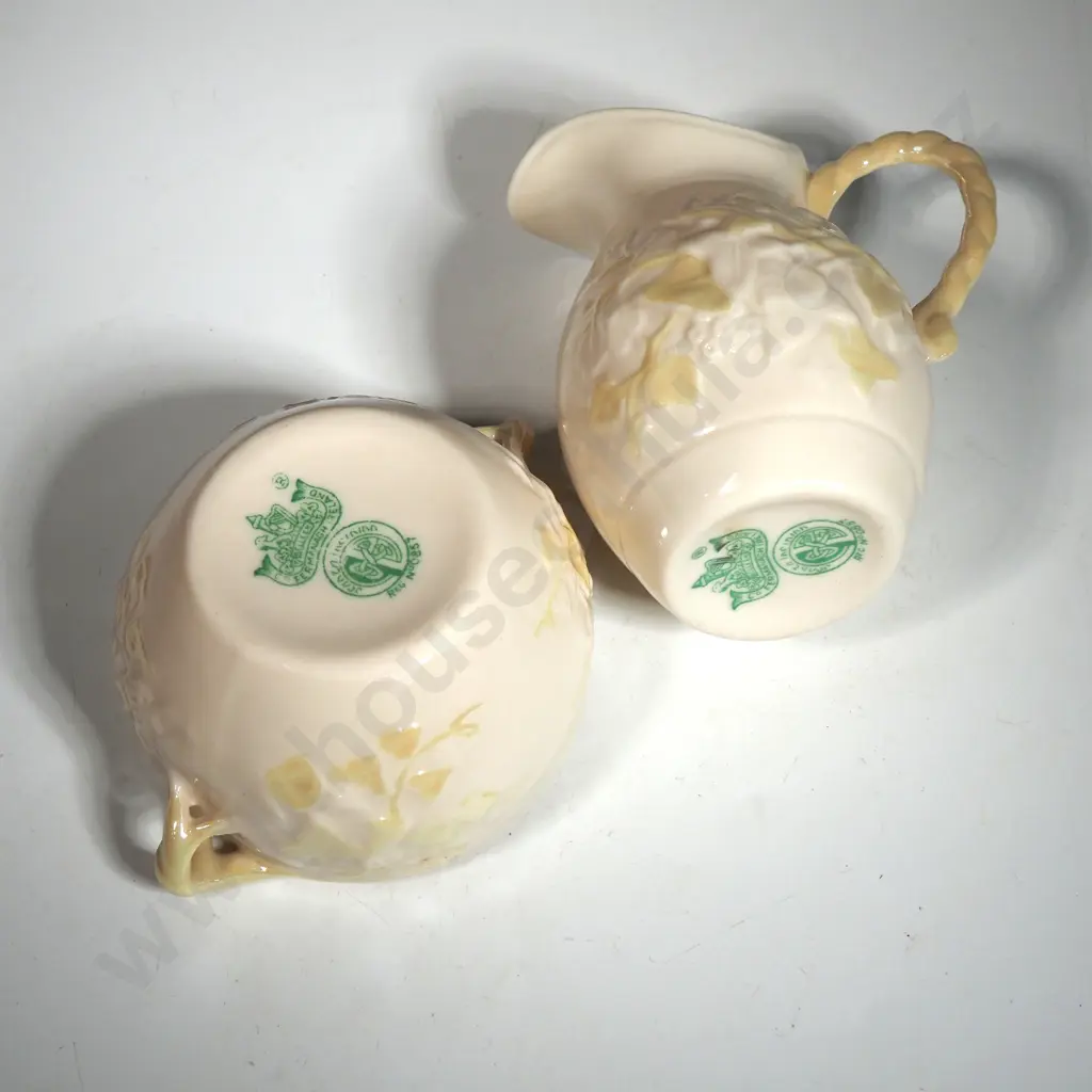 Belleek Pottery Jug & Sugar Bowl - Lemon Image 1++