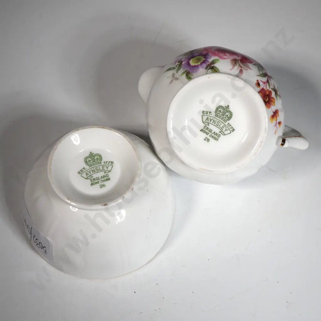 Bone China Jug & Sugar Bowl - Aynsley, Made in England Image 1++