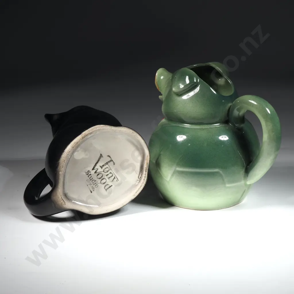Vintage Tony Wood Black Cat Jug & A Vintage Japanese "Mr Tuxedo" Pig Jug Image 1++