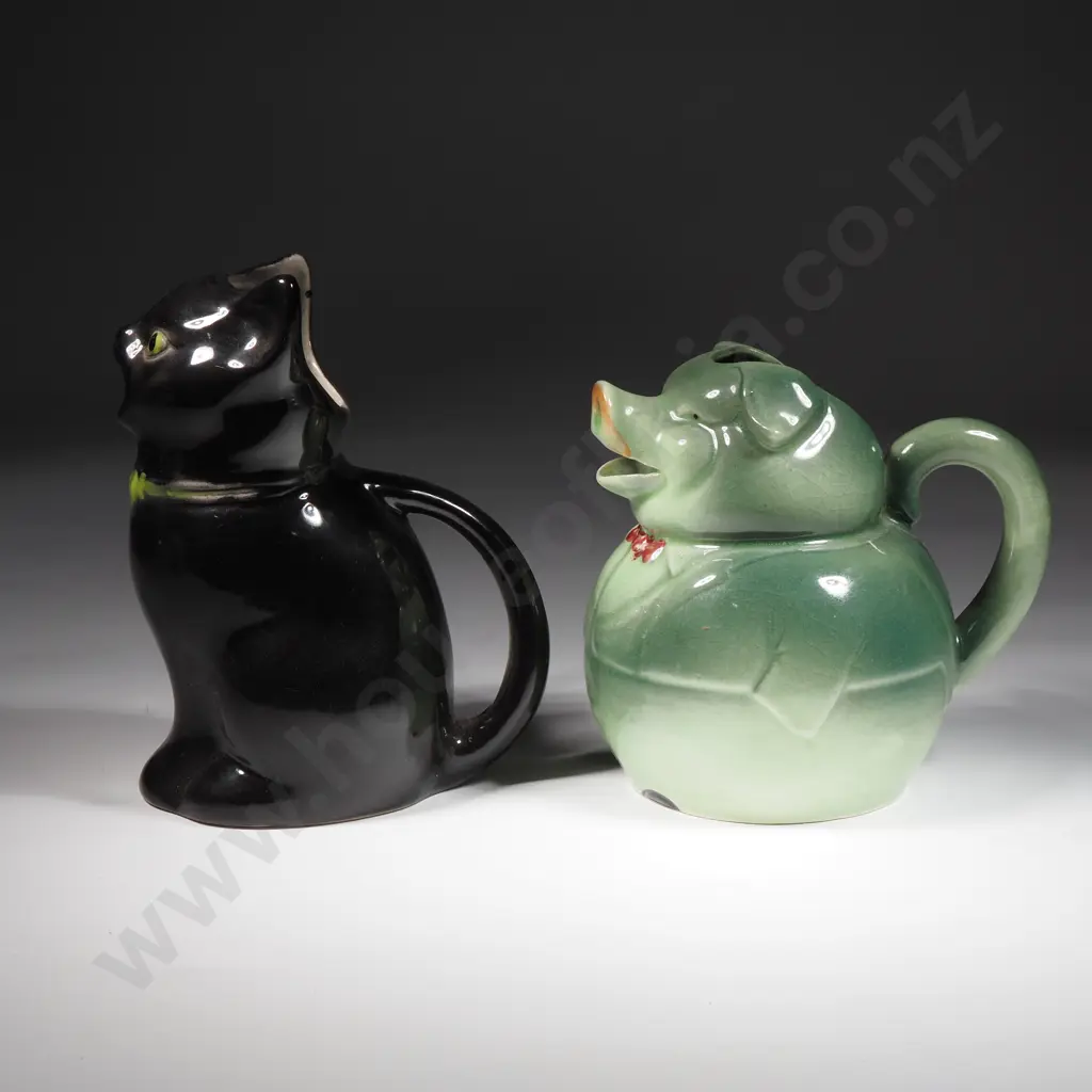 Vintage Tony Wood Black Cat Jug & A Vintage Japanese "Mr Tuxedo" Pig Jug Image 1++