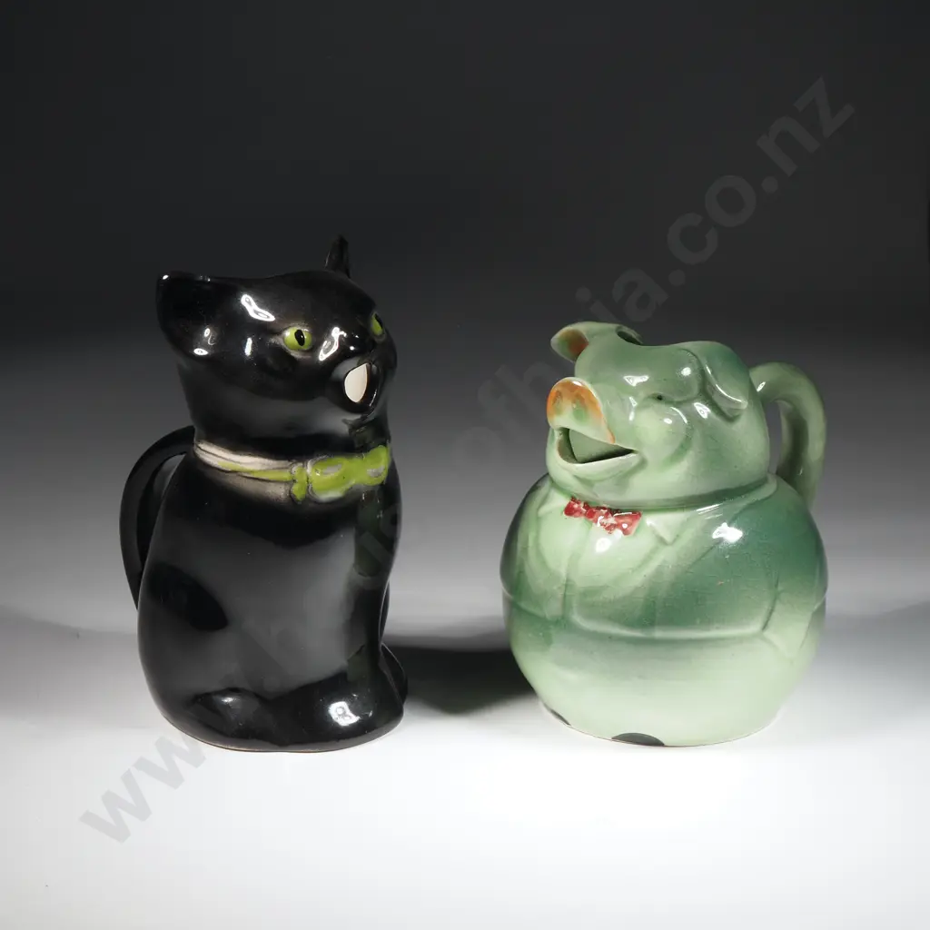 Vintage Tony Wood Black Cat Jug & A Vintage Japanese "Mr Tuxedo" Pig Jug Image 1++